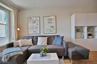 Ein Sitzbereich in der Unterkunft Maison Baltique Niendorf Maison Baltique Appartement 01