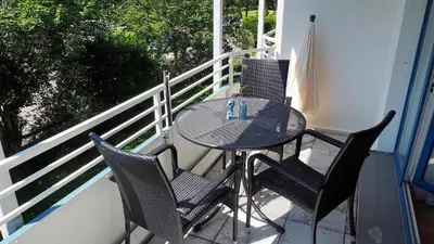 Ein Balkon oder eine Terrasse in der Unterkunft Ferienanlage Bergstraße 62 Ferienhaus Bergstraße 62 Appartement 11