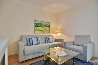 Ein Sitzbereich in der Unterkunft Ferienanlage Bergstraße 62 Ferienhaus Bergstraße 62 Appartement 11