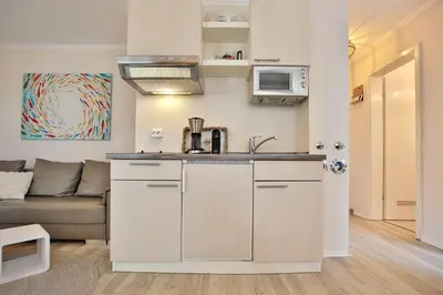 Küche/Küchenzeile in der Unterkunft Haus Meeresrauschen Haus Meeresrauschen Appartement 8