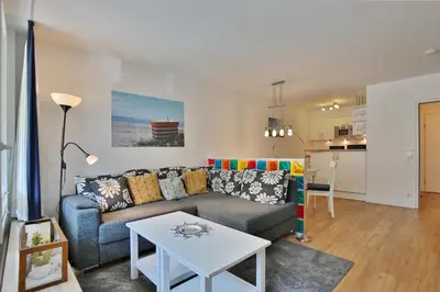 Ein Sitzbereich in der Unterkunft Strandresidenz Timmendorfer Strand Strandresidenz Appartement 101