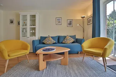 Ein Sitzbereich in der Unterkunft Gorch-Fock-Park Haus 57 Gorch-Fock-Park 57 Appartement 17 Strandvergnügen