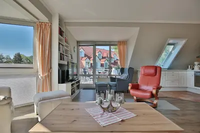 Ein Sitzbereich in der Unterkunft Wohnpark am Mühlenteich Wohnpark am Mühlenteich Appartement 46