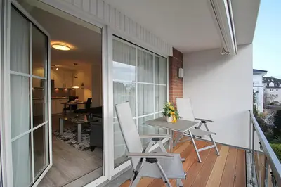 Ein Balkon oder eine Terrasse in der Unterkunft Kurparkresidenz-Timmendorfer Strand Kurparkresidenz-Timmendorfer Strand Appartement 18