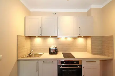 Küche/Küchenzeile in der Unterkunft Wohnpark am Mühlenteich Wohnpark am Mühlenteich Appartement 07