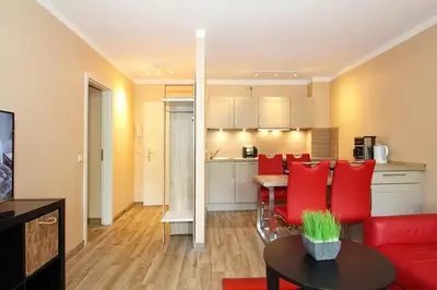 Küche/Küchenzeile in der Unterkunft Wohnpark am Mühlenteich Wohnpark am Mühlenteich Appartement 07