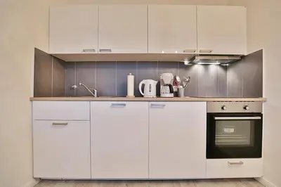 Küche/Küchenzeile in der Unterkunft Haus am Höppnerweg 5 Haus am Höppnerweg 5 Appartement 09