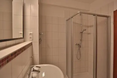 Ein Badezimmer in der Unterkunft Haus Seebrücke Haus Seebrücke Appartement 08