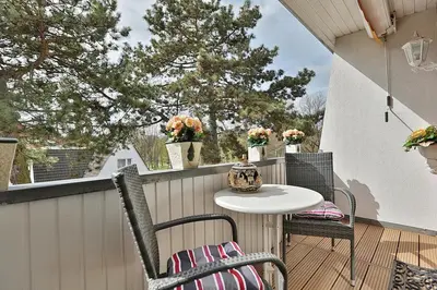 Ein Balkon oder eine Terrasse in der Unterkunft Kurparkresidenz-Timmendorfer Strand Kurparkresidenz-Timmendorfer Strand Appartement 26