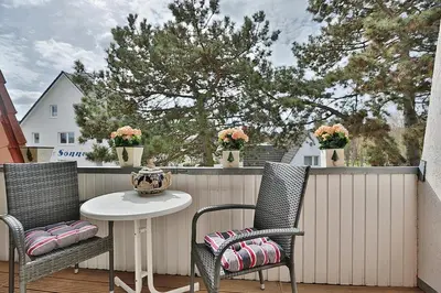 Ein Balkon oder eine Terrasse in der Unterkunft Kurparkresidenz-Timmendorfer Strand Kurparkresidenz-Timmendorfer Strand Appartement 26