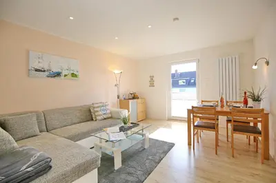 Ein Sitzbereich in der Unterkunft Ferienhaus Brandt Ferienhaus Brandt Appartement 3 Möwenkieker