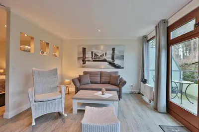 Ein Sitzbereich in der Unterkunft Appartementanlage Birkenweg Appartement 15