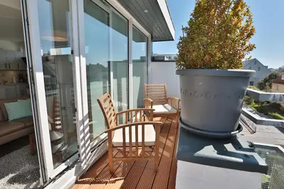 Ein Balkon oder eine Terrasse in der Unterkunft Haus Hansastrasse 2 Haus Hansastrasse 2 Appartement 11 Ostseeglück