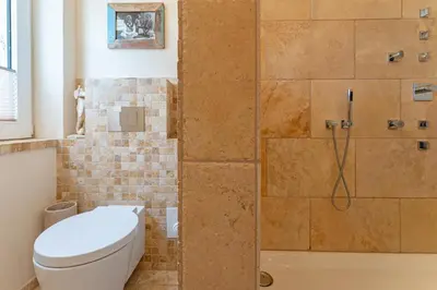 Ein Badezimmer in der Unterkunft Haus am Seehof Seemöwe Appartement 4