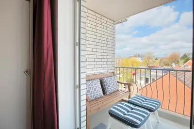Ein Balkon oder eine Terrasse in der Unterkunft Strandschlößchen Strandschlösschen Appartement 28