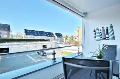 Ein Balkon oder eine Terrasse in der Unterkunft Hanseat am Hang 3 - 5 Strandhafer Appartement 5