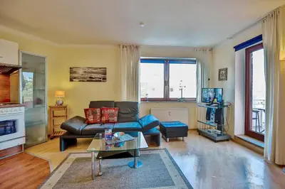Ein Sitzbereich in der Unterkunft Strandburg Strandburg Appartement 17