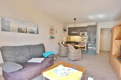 Küche/Küchenzeile in der Unterkunft Strandschlößchen Strandschlösschen Appartement 4