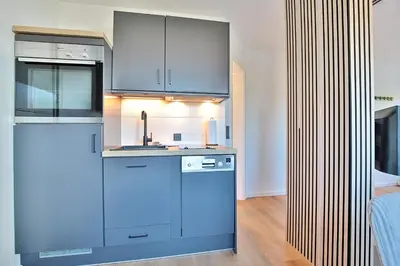 Küche/Küchenzeile in der Unterkunft Haus am Nöltingsweg Haus am Nöltingsweg Appartement 08