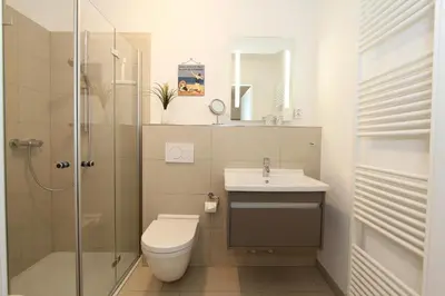 Ein Badezimmer in der Unterkunft Strandglück Haus A Strandglück Appartement 13A