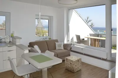 Ein Sitzbereich in der Unterkunft Seetempel Seetempel Appartement 45