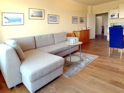 Ein Sitzbereich in der Unterkunft Haus an der Strandallee 126 Appartement Seeblick