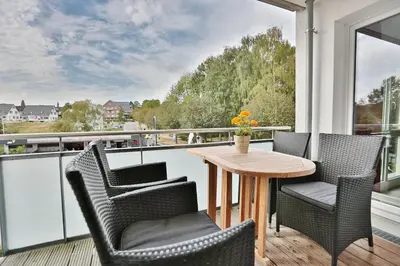 Ein Balkon oder eine Terrasse in der Unterkunft Strandglück Haus A Strandglück Appartement 5A
