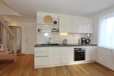 Küche/Küchenzeile in der Unterkunft Domizil am Möwenberg Domizil am Möwenberg Appartement 9
