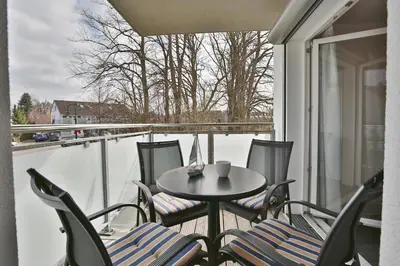 Ein Balkon oder eine Terrasse in der Unterkunft Strandvilla Augustusbad Strandvilla Augustusbad Appartement Riverside