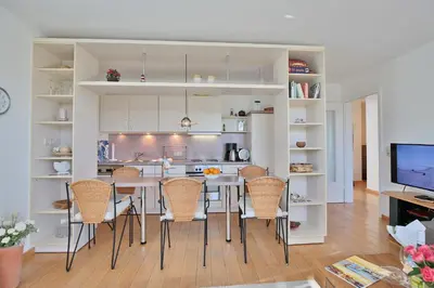 Küche/Küchenzeile in der Unterkunft Strandschlößchen Strandschlösschen Appartement 1