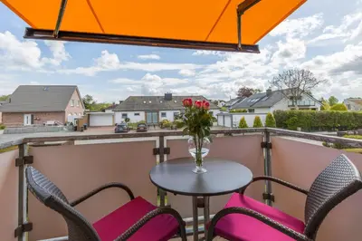 Ein Balkon oder eine Terrasse in der Unterkunft Haus am Falkenweg Haus am Falkenweg Appartement 4 Aalto 2
