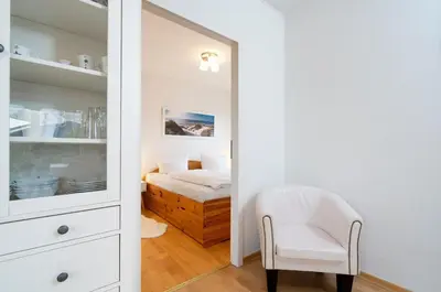 Ein Bett oder Betten in einem Zimmer der Unterkunft Cottage am Meer