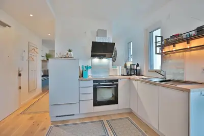 Küche/Küchenzeile in der Unterkunft View 91 Ferienwohnung Dünenblick App 1