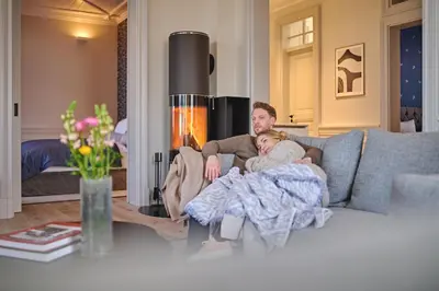 Ein Sitzbereich in der Unterkunft Goldmädchen 93 - Beach House