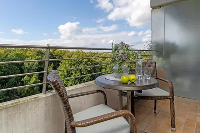 Ein Balkon oder eine Terrasse in der Unterkunft An der Waldkapelle 26 Waldblick