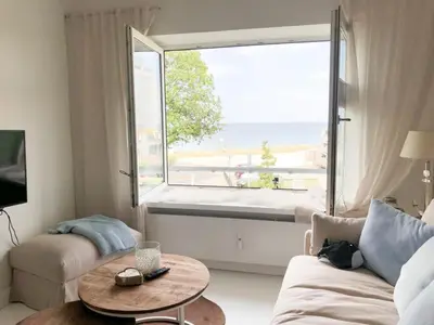 Ein Sitzbereich in der Unterkunft Ferienwohnung Ankerplatz
