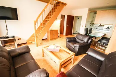Ein Sitzbereich in der Unterkunft Geräumige Ferienwohnung ANKER in ruhiger Lage