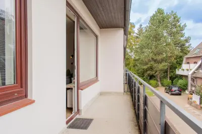 Ein Balkon oder eine Terrasse in der Unterkunft Geräumige Ferienwohnung ANKER in ruhiger Lage