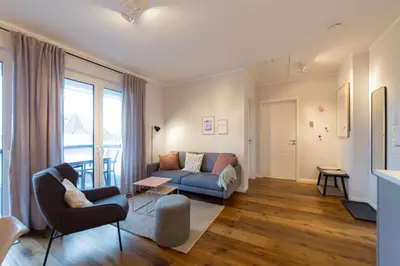 Ein Sitzbereich in der Unterkunft Ferienwohnung Ahoi Scharbeutz