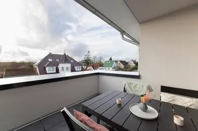 Ein Balkon oder eine Terrasse in der Unterkunft Ferienwohnung Ahoi Scharbeutz