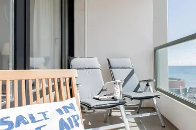 Ein Balkon oder eine Terrasse in der Unterkunft Haus Meeresstrand App 405 in Scharbeutz