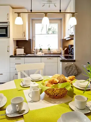 Küche/Küchenzeile in der Unterkunft TRA7d Ferienwohnung Kossmann