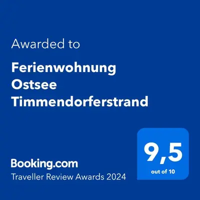 Ein Zertifikat, Auszeichnung, Logo oder anderes Dokument, das in der Unterkunft Ferienwohnung Ostsee Timmendorferstrand ausgestellt ist