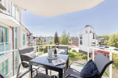 Ein Balkon oder eine Terrasse in der Unterkunft Ferienwohung BeachSide No 19