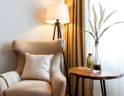 Ein Sitzbereich in der Unterkunft Moderne 1 Zimmer Ferienwohnung im Landhaus Haffkrug mit Terrasse, Gartenblick und Parkplatz in ruhiger Lage