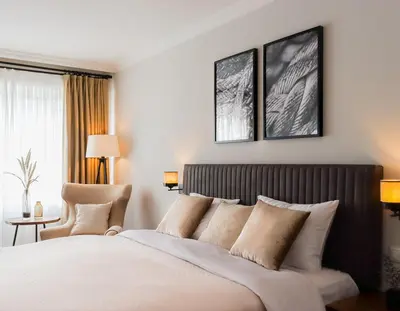 Ein Bett oder Betten in einem Zimmer der Unterkunft Moderne Ferienwohnung mit Sonnenterrasse & Gartenblick - Strandnah und hohem Schlafkomfort