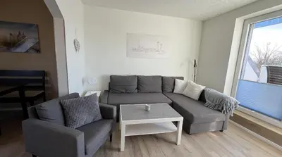 Ein Sitzbereich in der Unterkunft Travemünde Leuchtfeuer