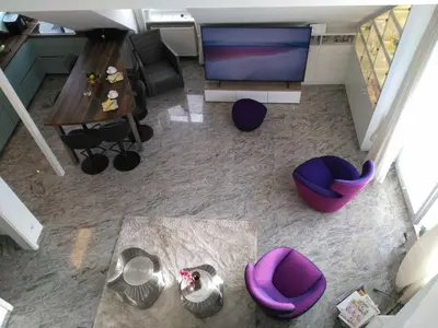 Ein Sitzbereich in der Unterkunft Seehof 6