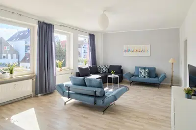 Ein Sitzbereich in der Unterkunft Ferienwohnung Hafenbucht Moba-Travel