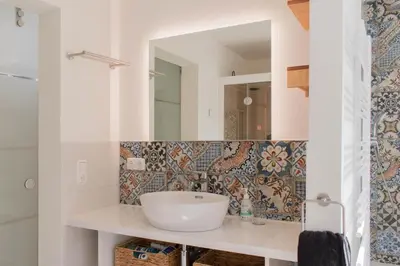 Ein Badezimmer in der Unterkunft Ferienwohnung Nordic Nature Loft in Travemünde direkt in der Vorderreihe inkl Privatsauna